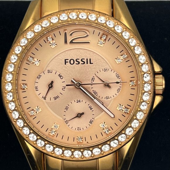 FOSSIL Ladies Riley Chronograph Rose Gold Working - Picture 2 of 9